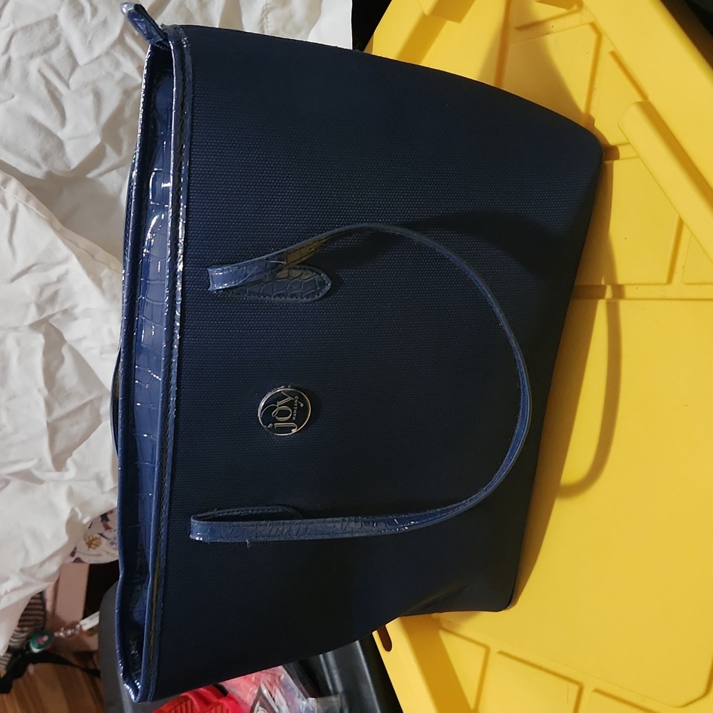 Joy Mangano Tote Bag TuftTech & Croco Embossed Tote w/RFID Protection Blue Purse